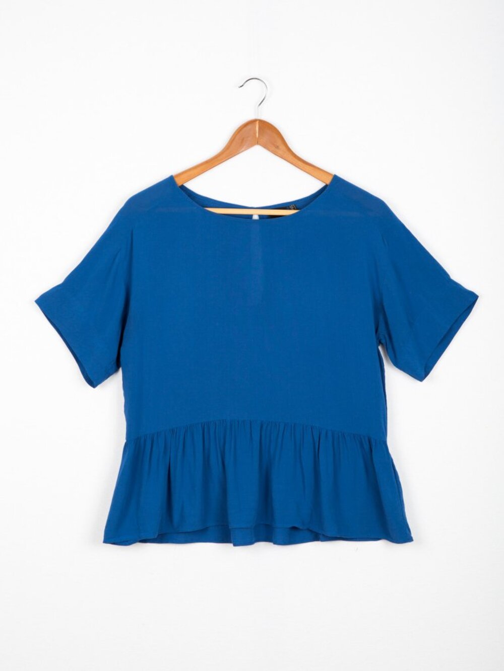 InWear Mobiee Royal Blue Peplum Blouse Top Size 32 XXS